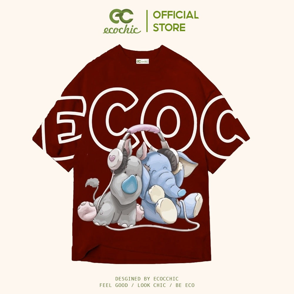 ECOCHIC BEAR ELEPHANT Tee Local Brand Authentic Unisex Oversize Premium Cotton 100% F746