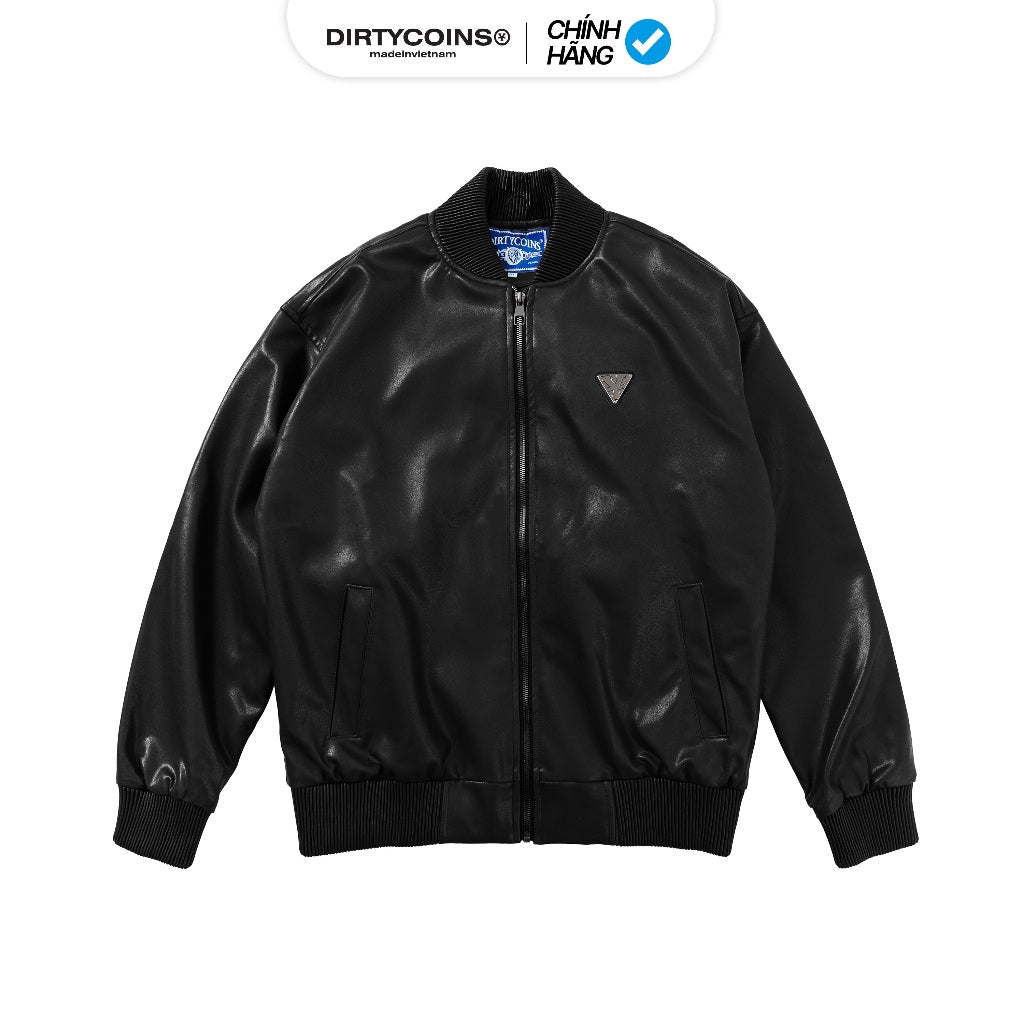 DirtyCoins Metal Label Leather Jacket