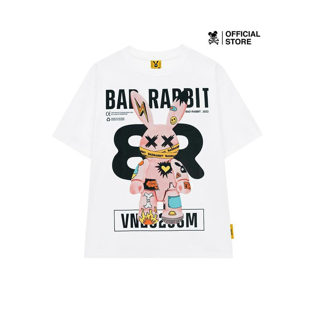 Unisex Bad Rabbit White T-shirt - Grafflex Arts Rabbit Tee - Genuine Local Brand