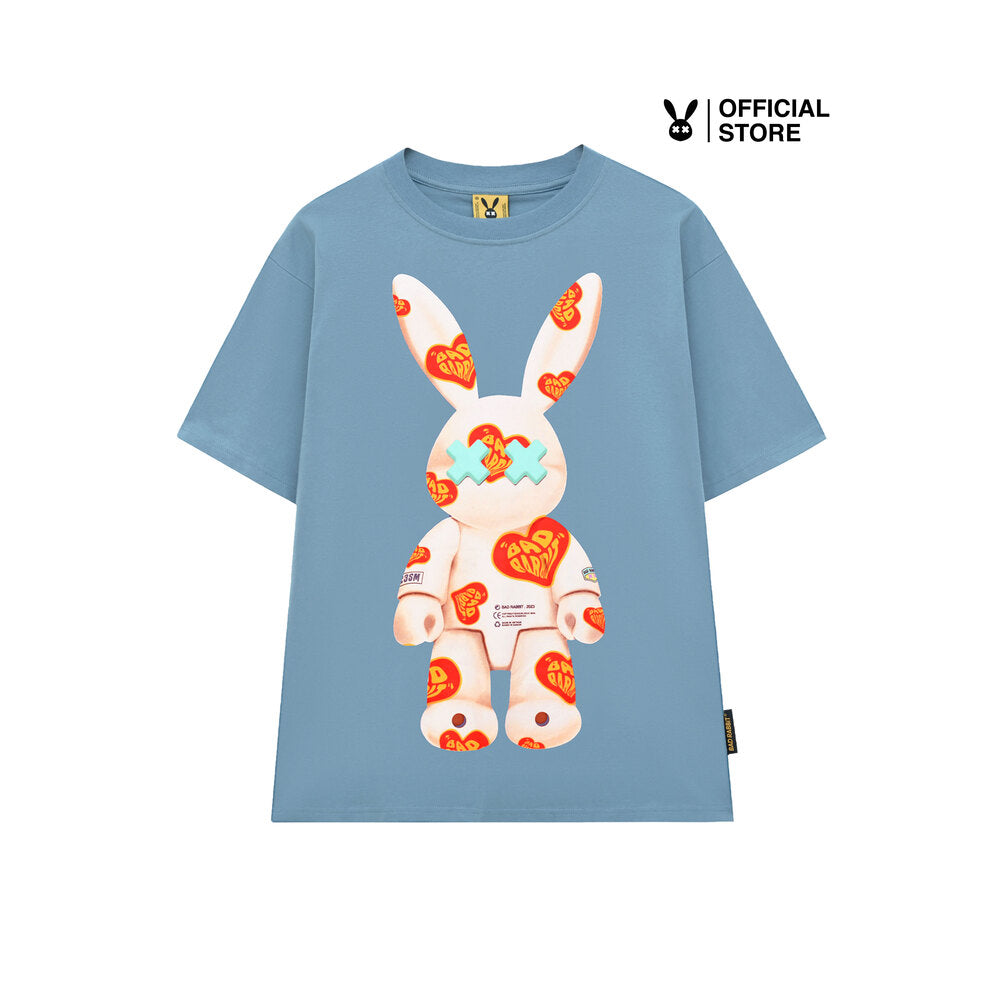 Unisex Bad Rabbit Heart Pattern Tee - Blue - Genuine Local Brand