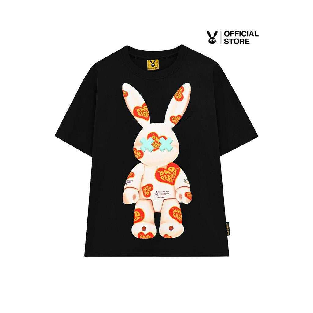 Unisex Bad Rabbit Heart Pattern Tee - Black - Genuine Local Brand