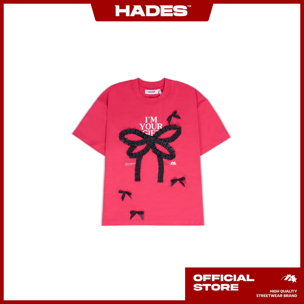 UNISEX CERISE BOW TEE 100% COTTON - GENUINE HADES BRAND