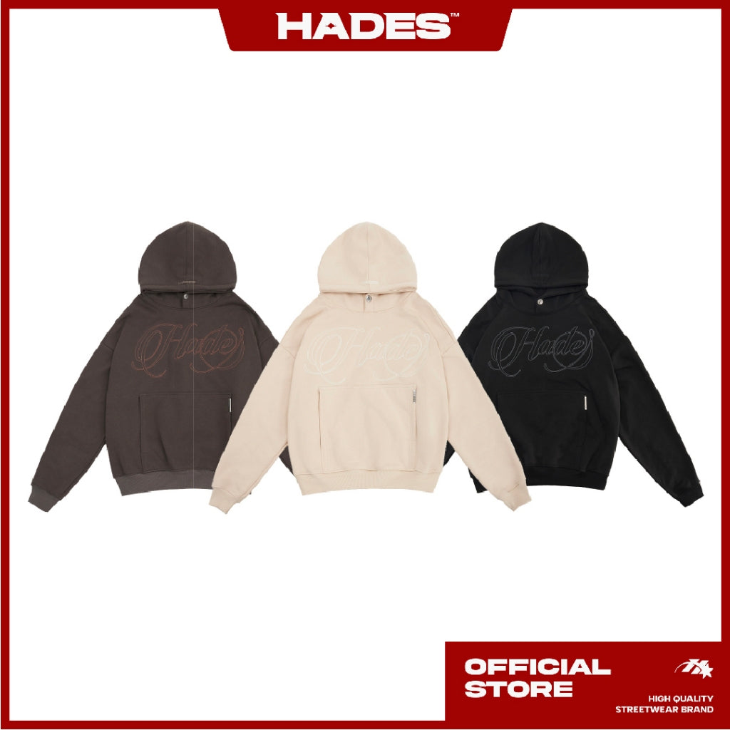 ÁO HOODIE MŨ TRÙM UNISEX VẢI NỈ BÔNG QUADRATE BOXY HOODIE - HADES BRAND CHÍNH HÃNG