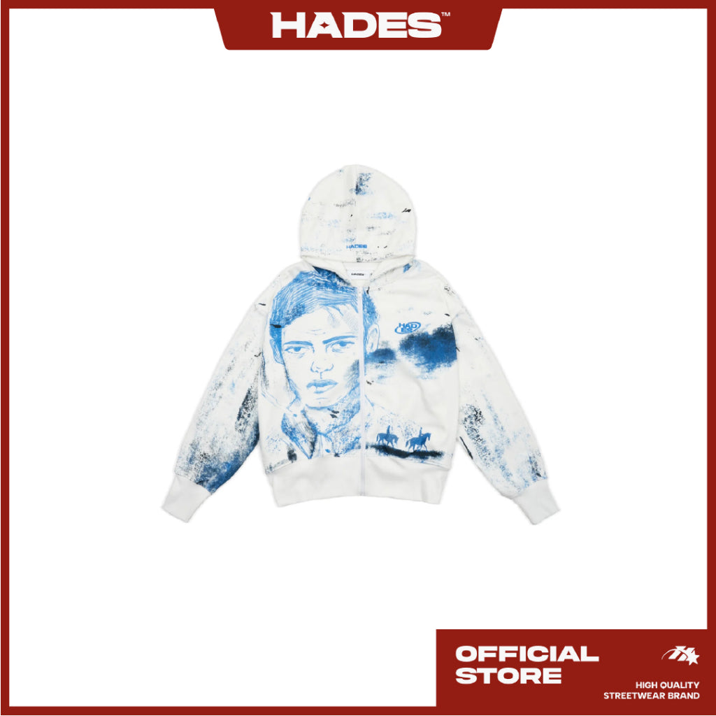 UNISEX EXODUS SYMBLUE ZIP HOODIE WITH CRAB FEET FABRIC - GENUINE HADES BRAND
