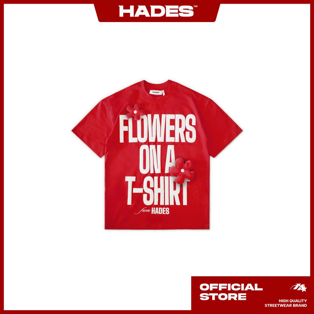 ÁO THUN TAY LỠ UNISEX HADES FLEURS RED TEE 100% COTTON - HADES BRAND CHÍNH HÃNG