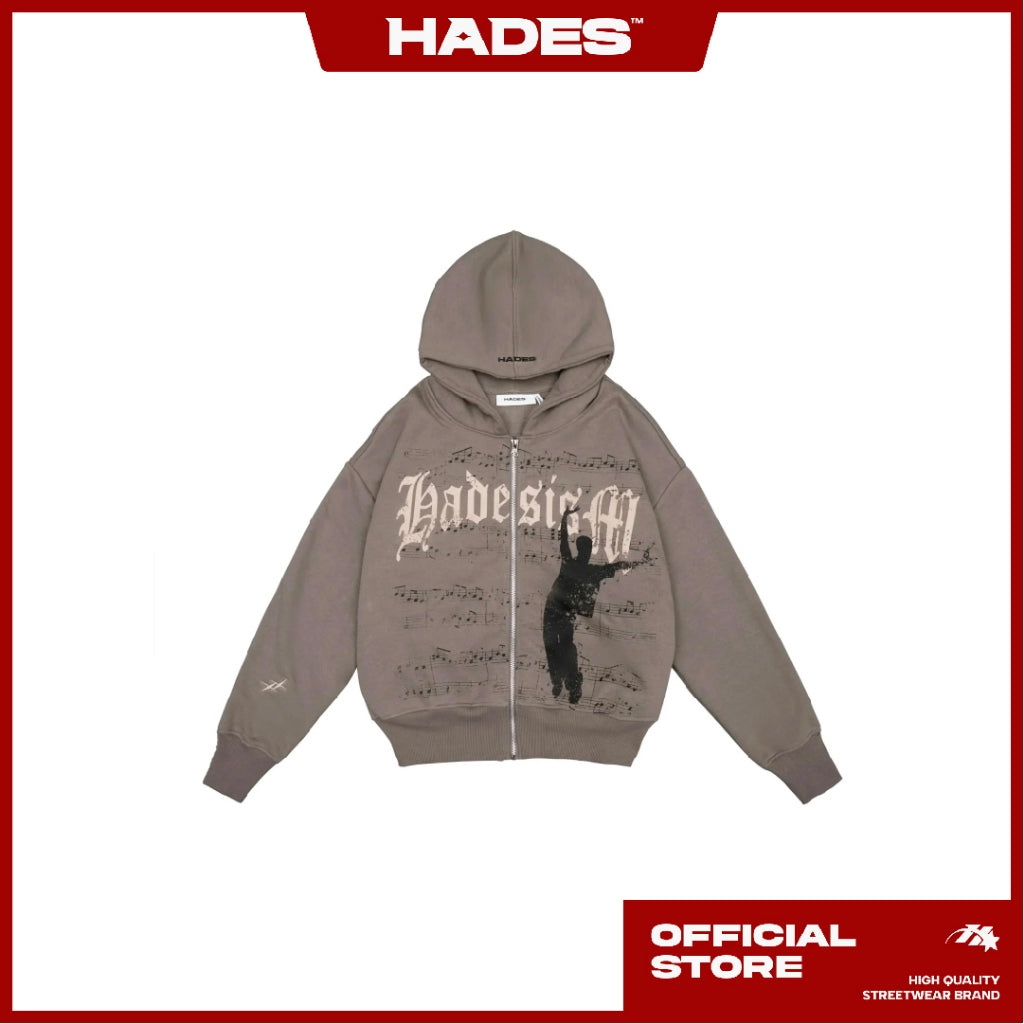 ÁO HOODIE ZIP UNISEX VẢI NỈ BÔNG MUZIC PATCHES BOXY HOODIE ZIP - HADES BRAND CHÍNH HÃNG