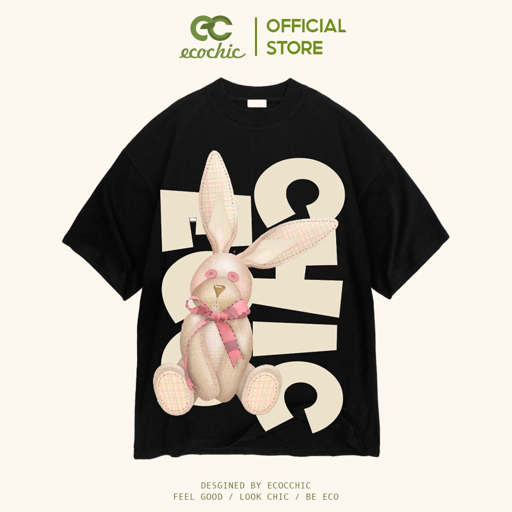 ECOCHIC CARAMEL BUNNY T-Shirt Tee Local Brand Genuine Unisex Loose Form Oversize Premium Cotton 260gsm F905 