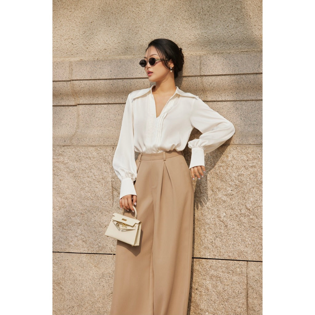 HUONG BOUTIQUE pleated straight-leg pants BSQ04