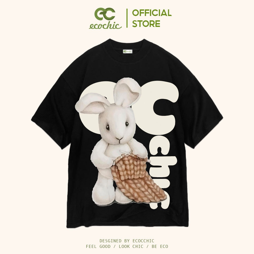 ECOCHIC KNITTING BUNNY T-Shirt Tee Local Brand Genuine Unisex Loose Form Oversize Premium Cotton 100% F909 