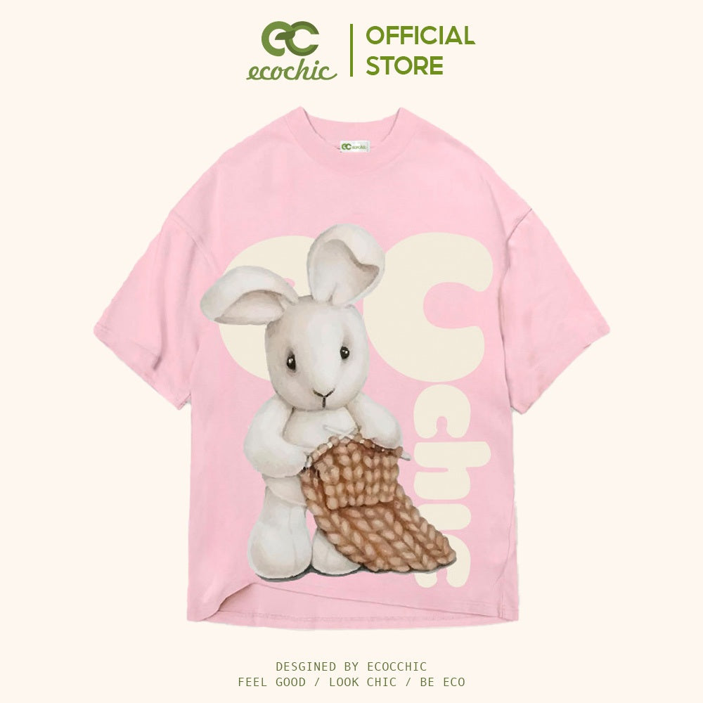 ECOCHIC KNITTING BUNNY T-Shirt Tee Local Brand Genuine Unisex Loose Form Oversize Premium Cotton 100% F909 