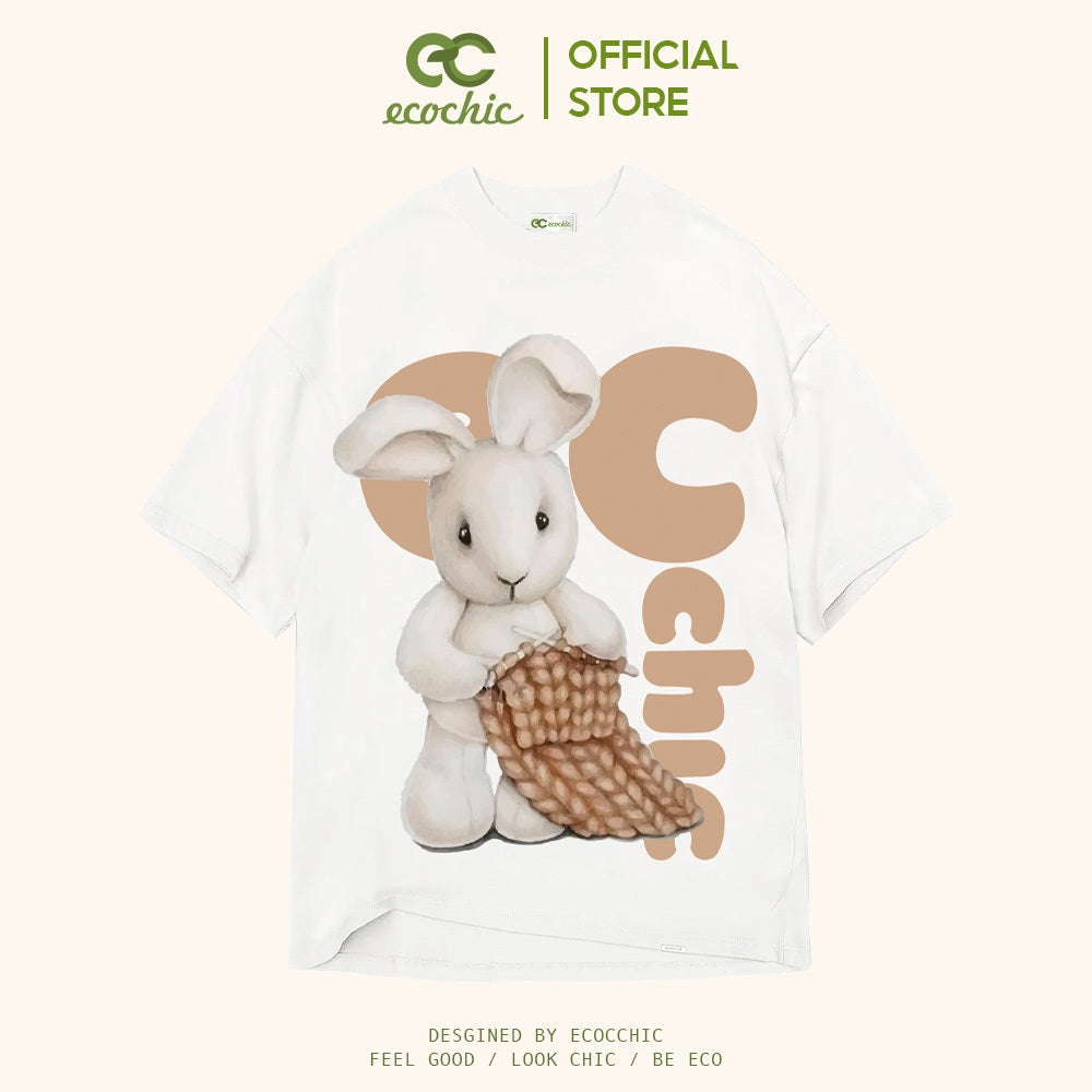 ECOCHIC KNITTING BUNNY T-Shirt Tee Local Brand Genuine Unisex Loose Form Oversize Premium Cotton 100% F909 