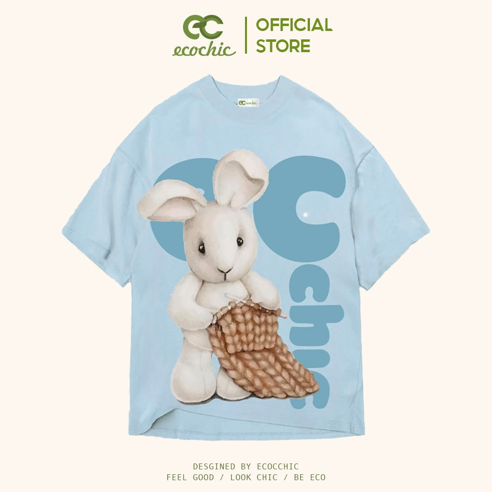 ECOCHIC KNITTING BUNNY T-Shirt Tee Local Brand Genuine Unisex Loose Form Oversize Premium Cotton 100% F909 