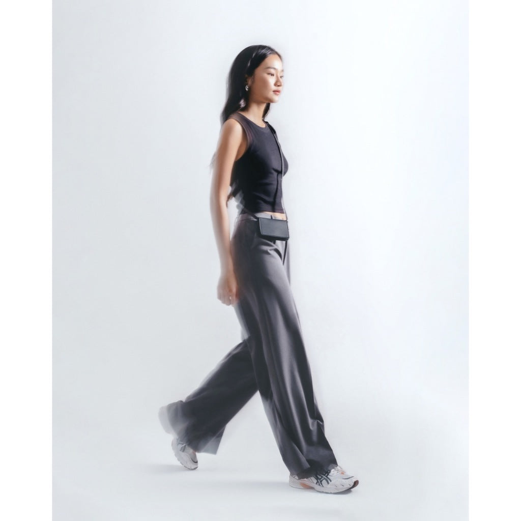 LIBÉ WORKSHOP - Gray wide-leg trousers in wrinkle-free material