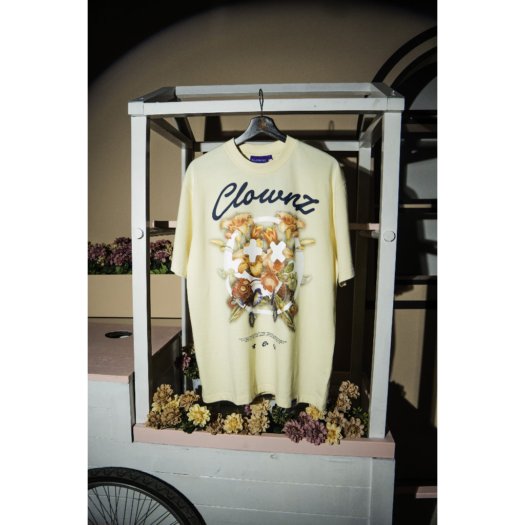 ClownZ Floral T-shirt loose form beautiful long sleeve round neck 100% cotton high quality t-shirt for men and women