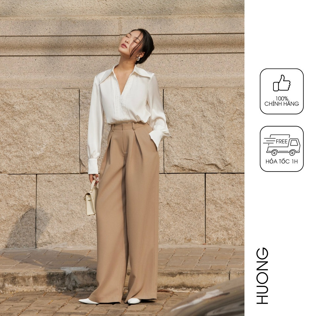 HUONG BOUTIQUE pleated straight-leg pants BSQ04