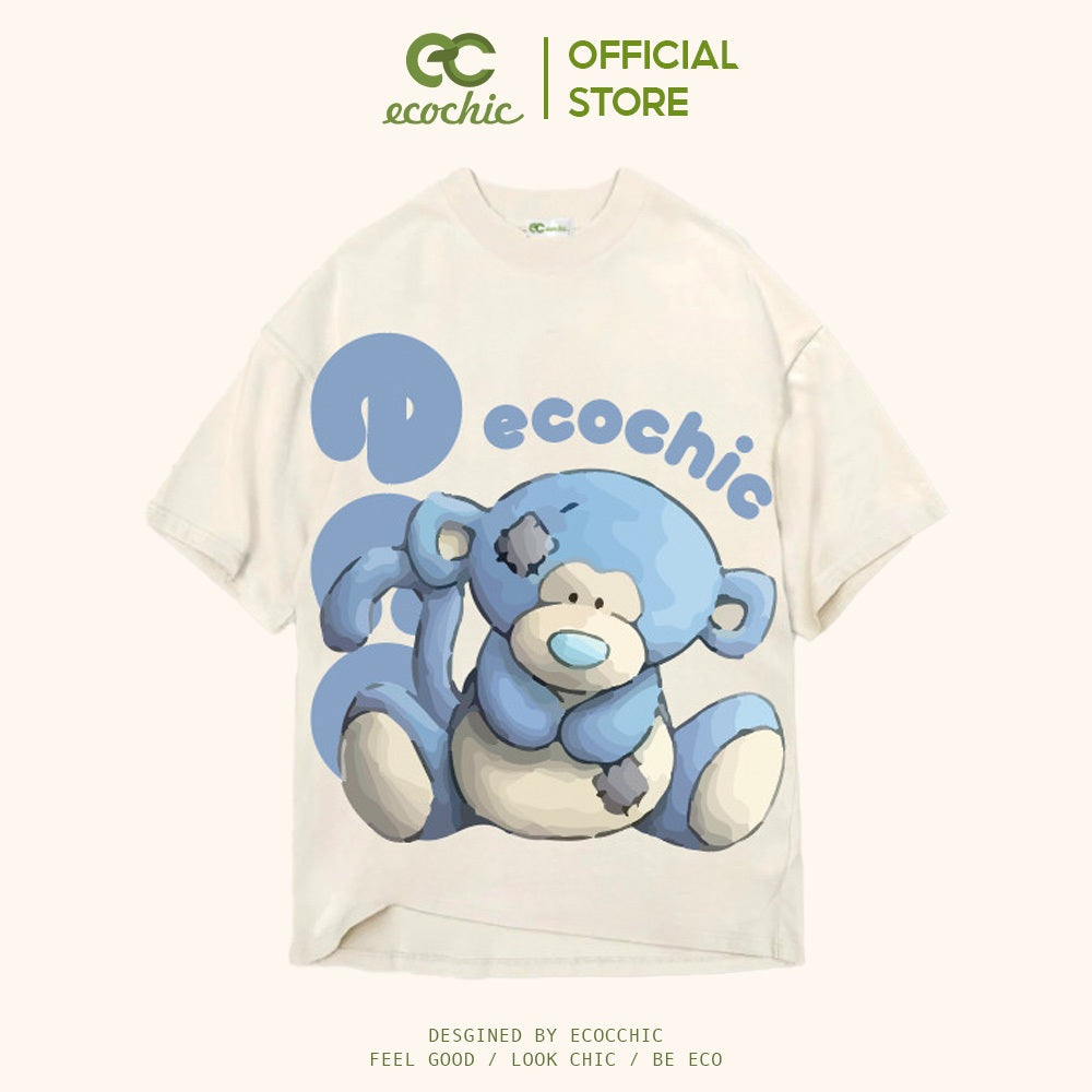 ECOCHIC MONKEY BAE BLUE Tee Local Brand Authentic Unisex Oversize Premium Cotton 100% B002