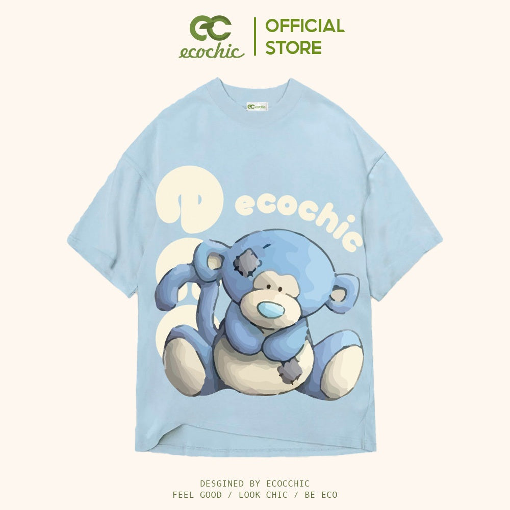 Áo Phông ECOCHIC MONKEY BAE BLUE Tee Local Brand Chính Hãng Unisex Form Rộng Oversize Premium Cotton 100% B002