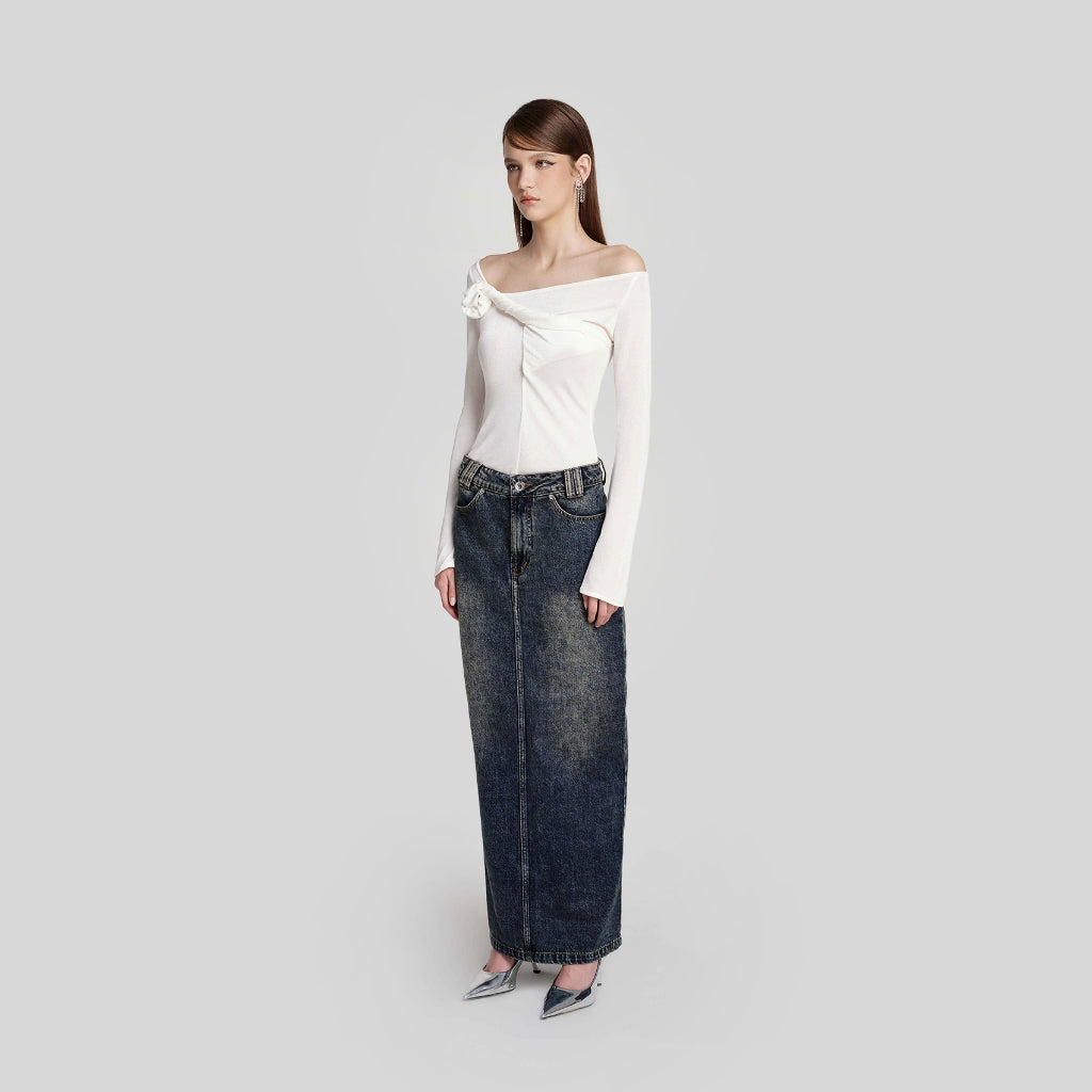 DEAR JOSÉ - Marriott maxi skirt in washed blue denim