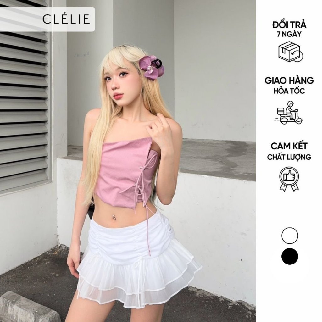 Chân váy ngắn rút nhún bèo 2 tầng | SAMMY SKIRT - CLÉLIE