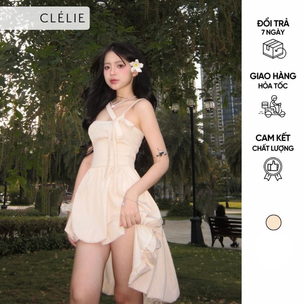 Đầm cúp ngực thắt nơ tùng bí đuôi tôm | DONA DRESS - CLÉLIE