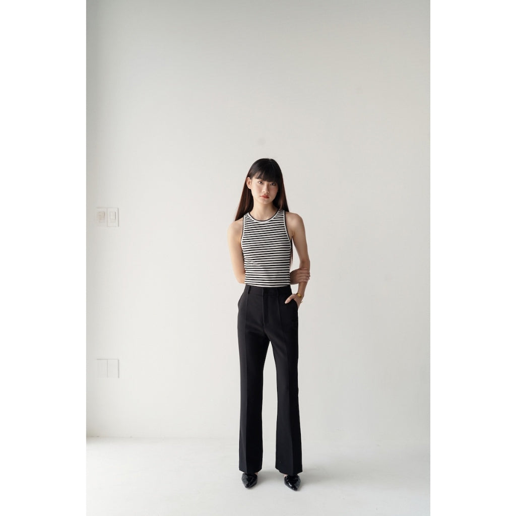 MONOTALK high-waisted flared tweed pants with diagonal pockets on both sides MFOT23S-B30003FT