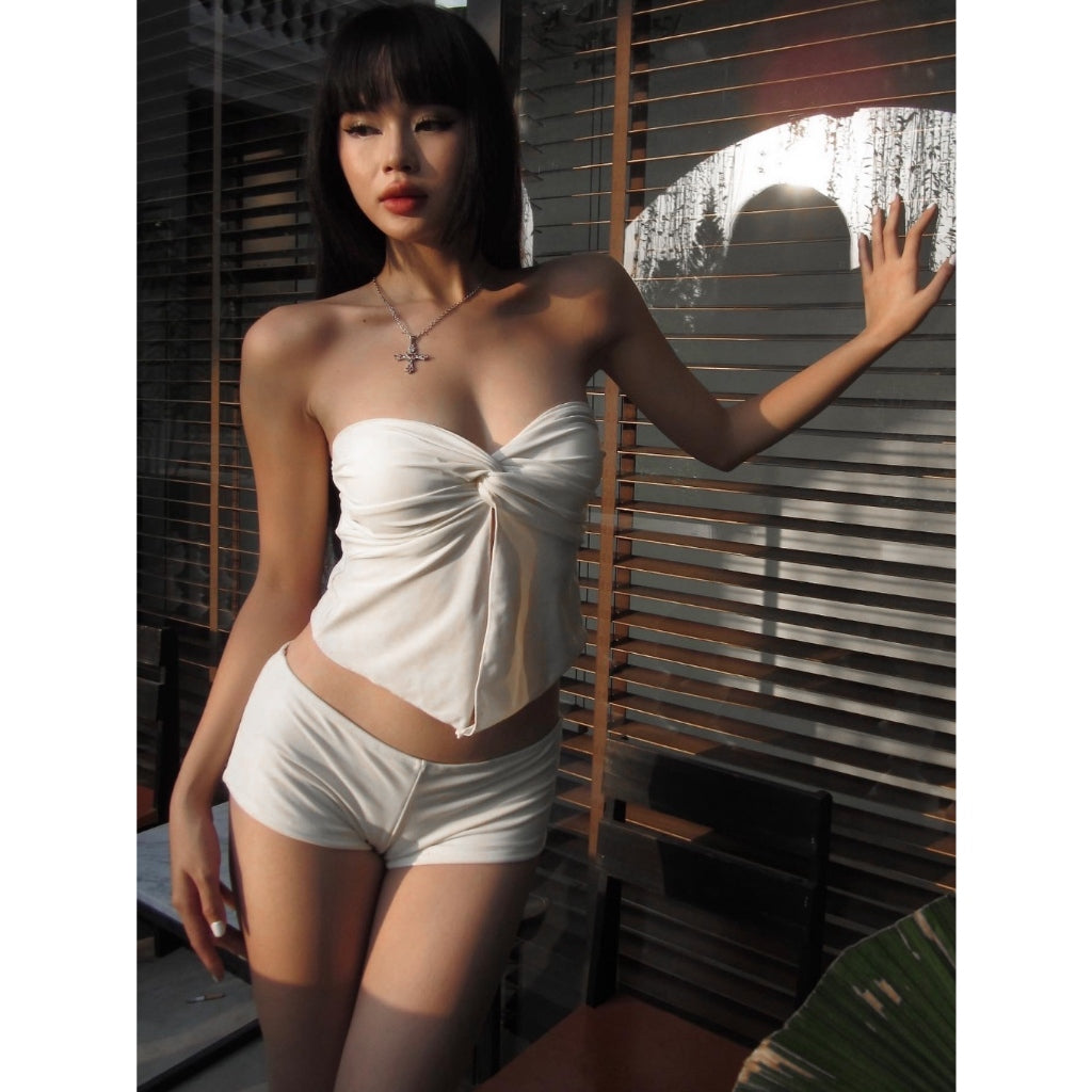 DUNE DE LABEL l Red and White Short Bikini Set - BLOOM BIKINI