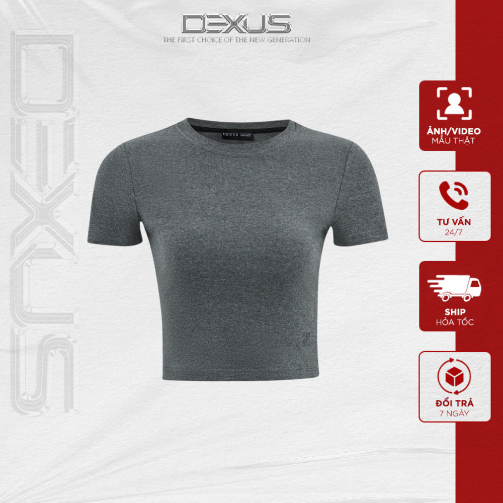 Basic Gray Women's Short Sleeve T-shirt Soft Cotton KEELIN _DXA70154