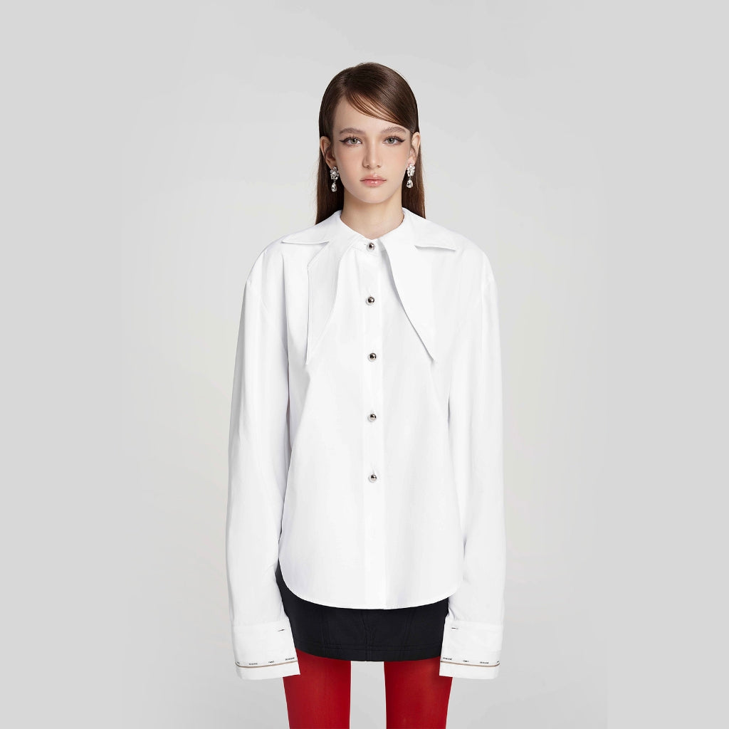 DEAR JOSÉ - White poplin Mothra butterfly collar shirt