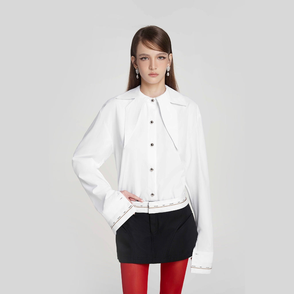 DEAR JOSÉ - White poplin Mothra butterfly collar shirt