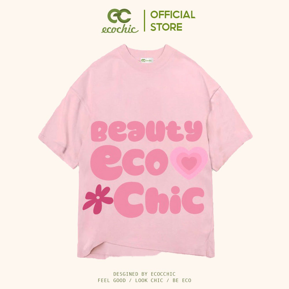 ECOCHIC PINKY WORDS T-Shirt Tee Local Brand Genuine Unisex Loose Form Oversize Premium Cotton 100% B008 