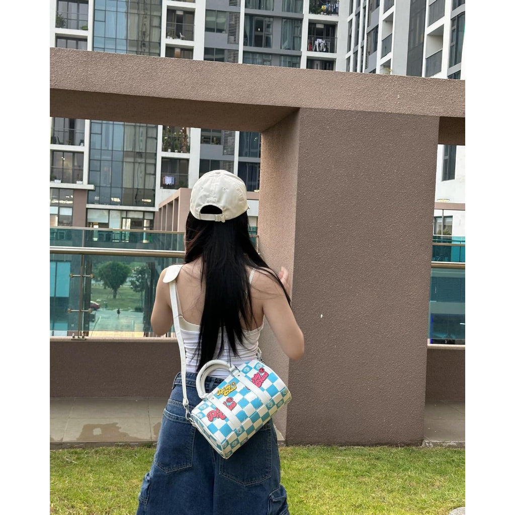 DirtyCoins Checkerboard Print Mini Bowler Bag