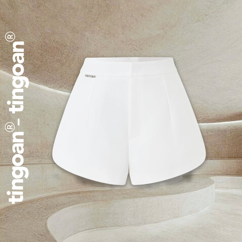 TINGOAN® - High-waisted shorts with two flaps and tingoan COCO SHORT/WH logo