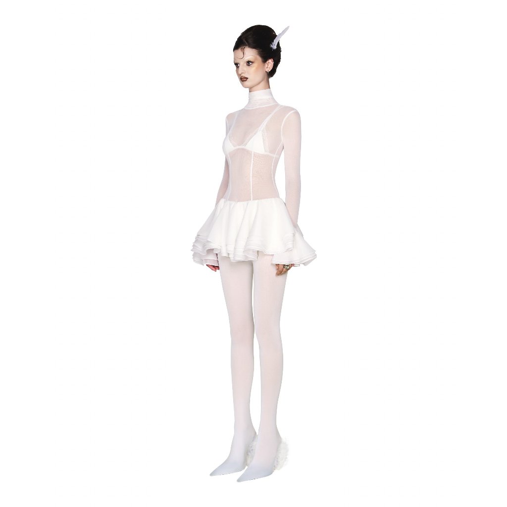 Sexy Bodycon Dress See Through Short Layered Skirt Éthérée Dess LSEOUL V24031604 