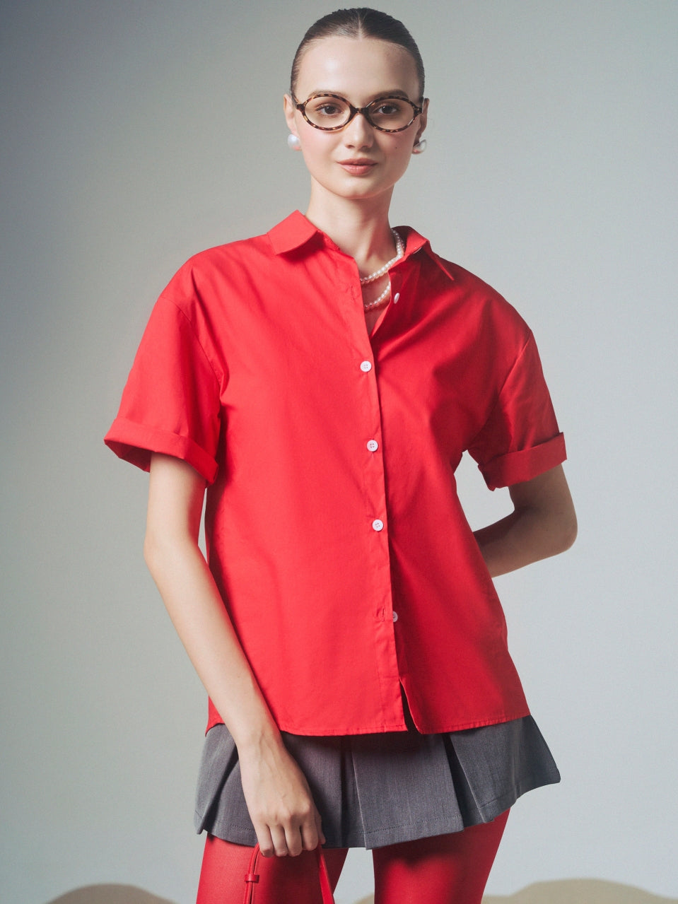 Peftie Red Short Sleeve Shirt | 4211 | Lana Official