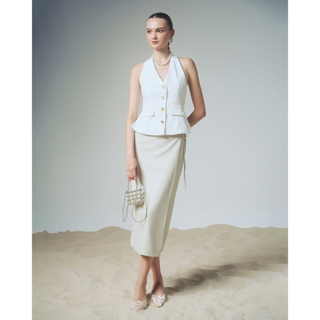 Chloémi Linen Skirt with Hem and Bow Tie | 4168 | Lana Official