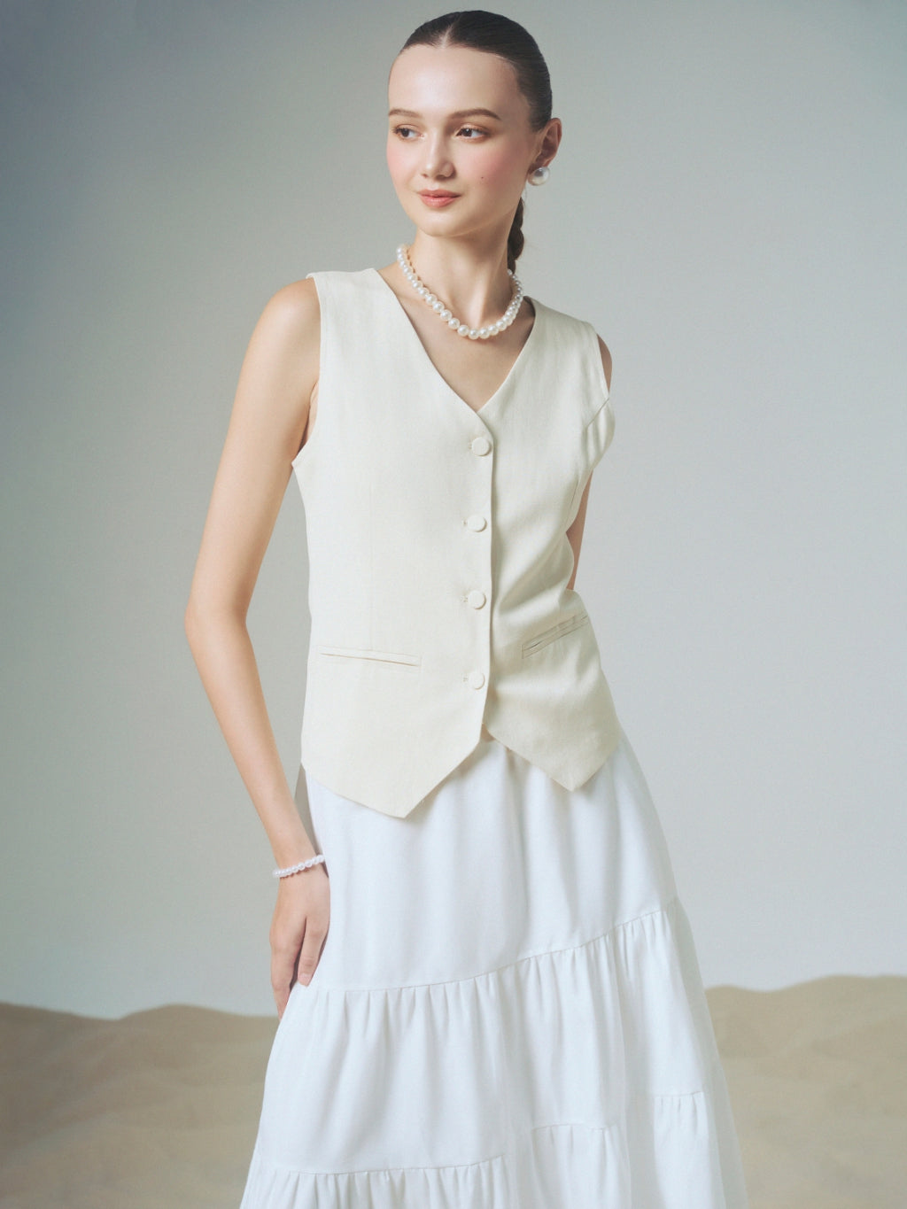 Còsetta V-Neck Waistcoast Gile Vest | 4196 | Lana Official