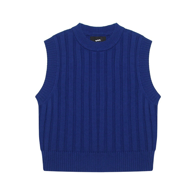 LIDER MURAD CROPPED TANK TOP Knitted Sweater - Royal Blue/Black