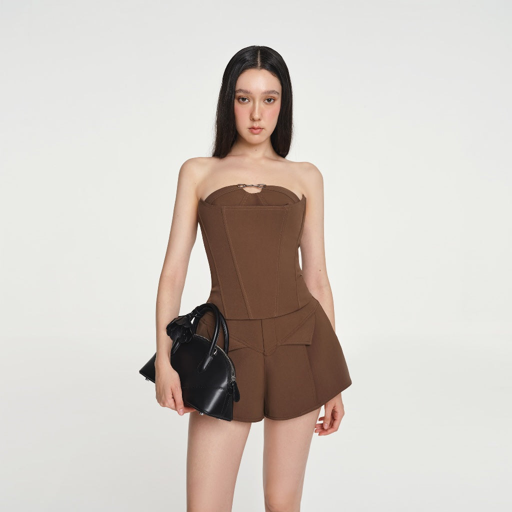 DEAR JOSÉ - PANDORA corset tube top in brown chino