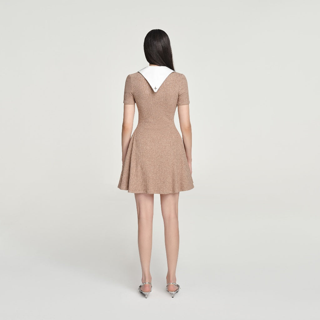 DEAR JOSÉ - AURORA short dress in brown knit fabric