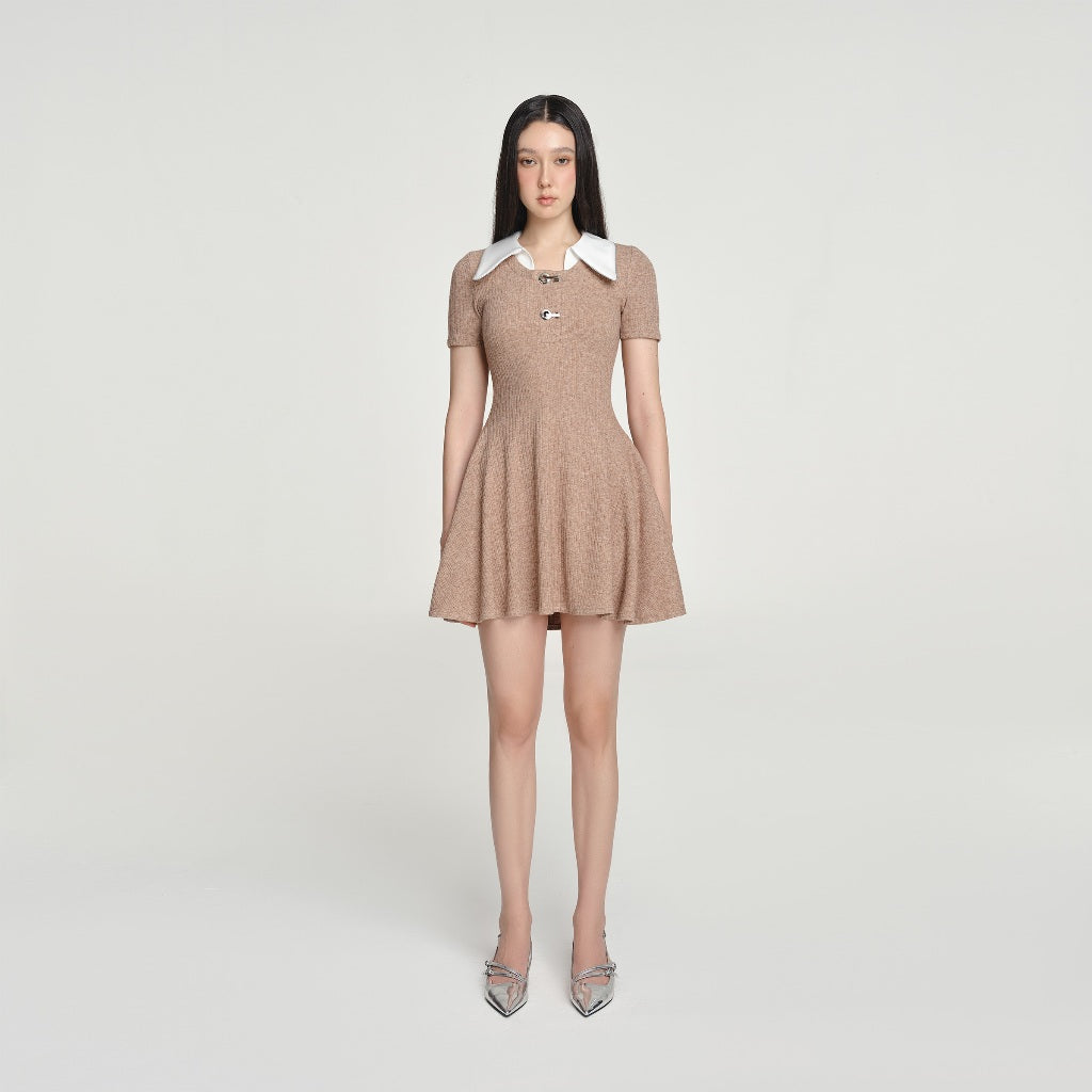 DEAR JOSÉ - AURORA short dress in brown knit fabric