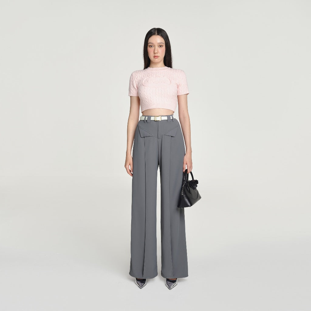 DEAR JOSÉ - Áo Nami Chunky kiểu croptop vải knit hồng