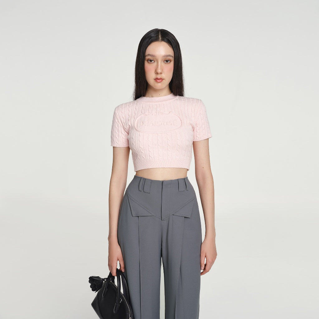 DEAR JOSÉ - Áo Nami Chunky kiểu croptop vải knit hồng