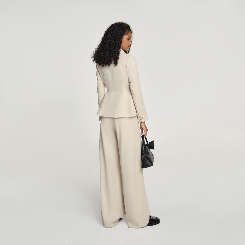 DEAR JOSÉ - ORIZURU CREPE wide-leg pants in chino beige fabric