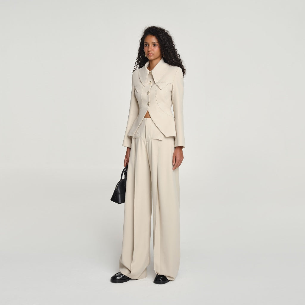 DEAR JOSÉ - ORIZURU CREPE wide-leg pants in chino beige fabric