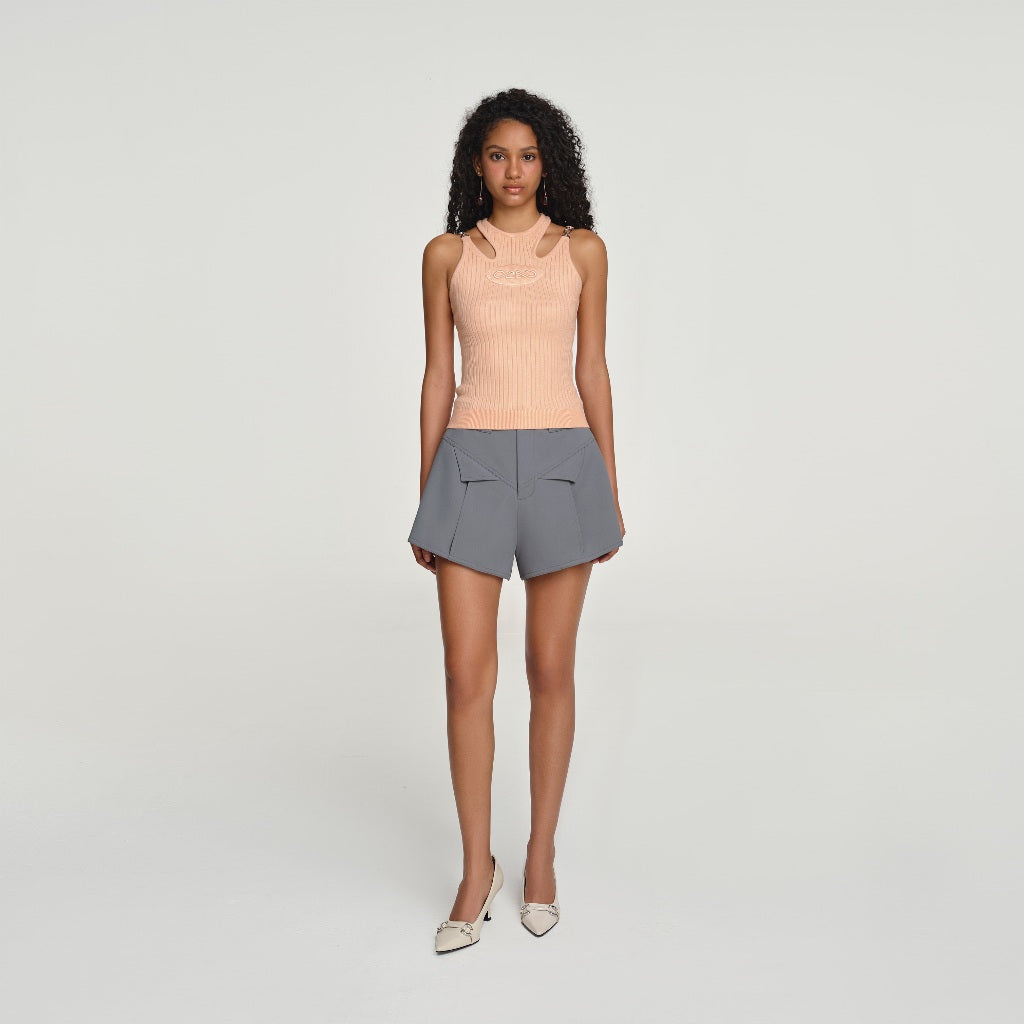 DEAR JOSÉ - ORIZURU CREPE wide leg shorts in gray chino