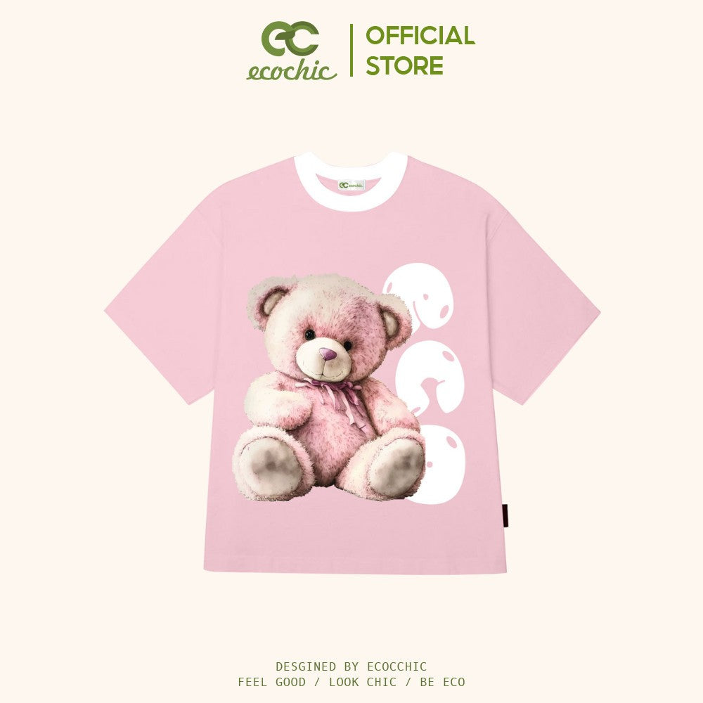 ECOCHIC PINK TED BOXY T-Shirt Tee Local Brand Genuine Unisex Loose Form Oversize Premium Cotton 100% B025 