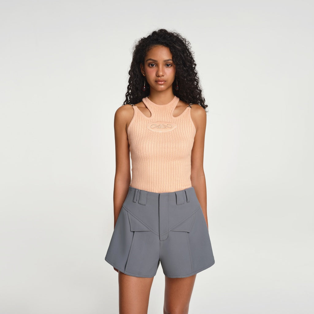 DEAR JOSÉ - FAIRY EYES tank top in peach knit fabric