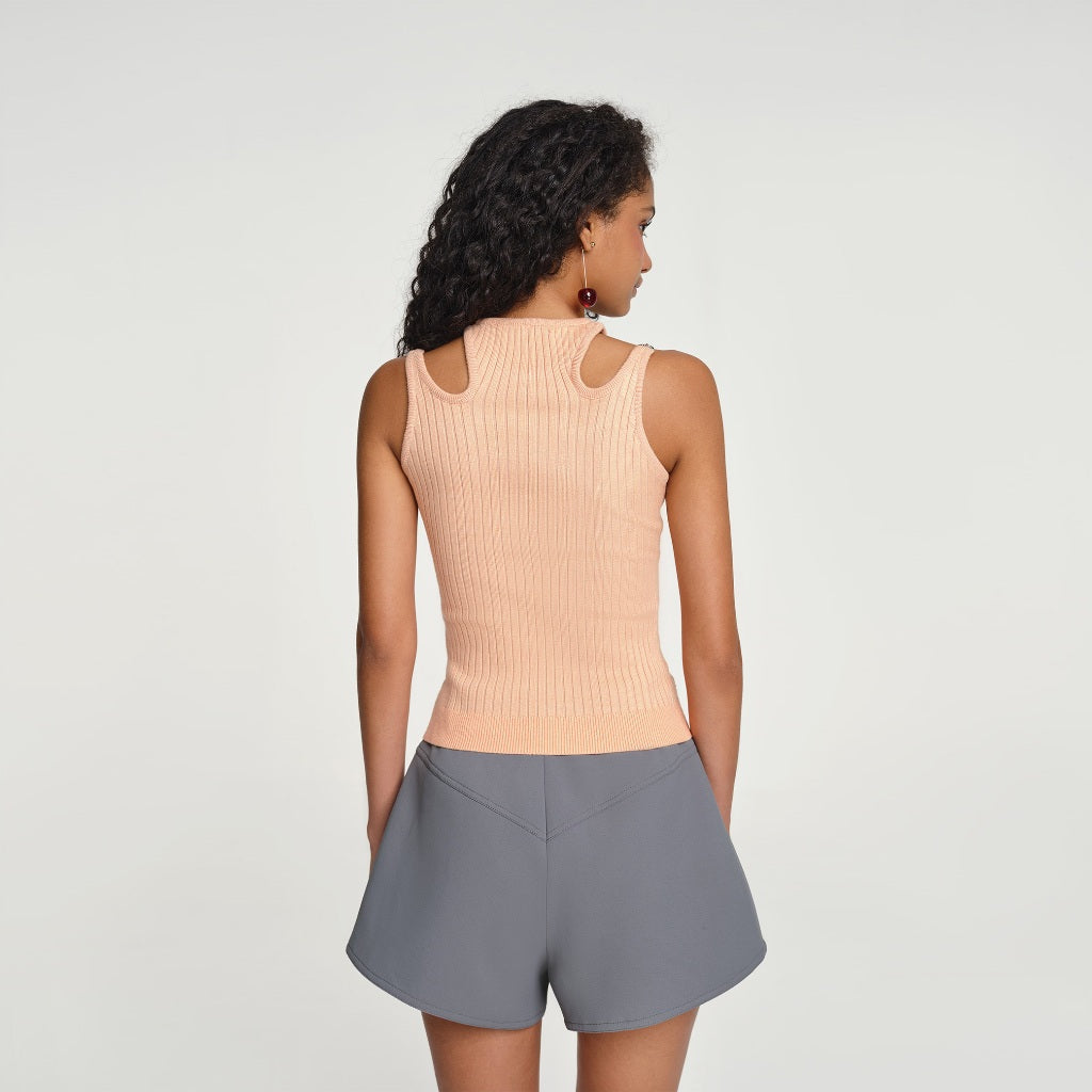 DEAR JOSÉ - FAIRY EYES tank top in peach knit fabric