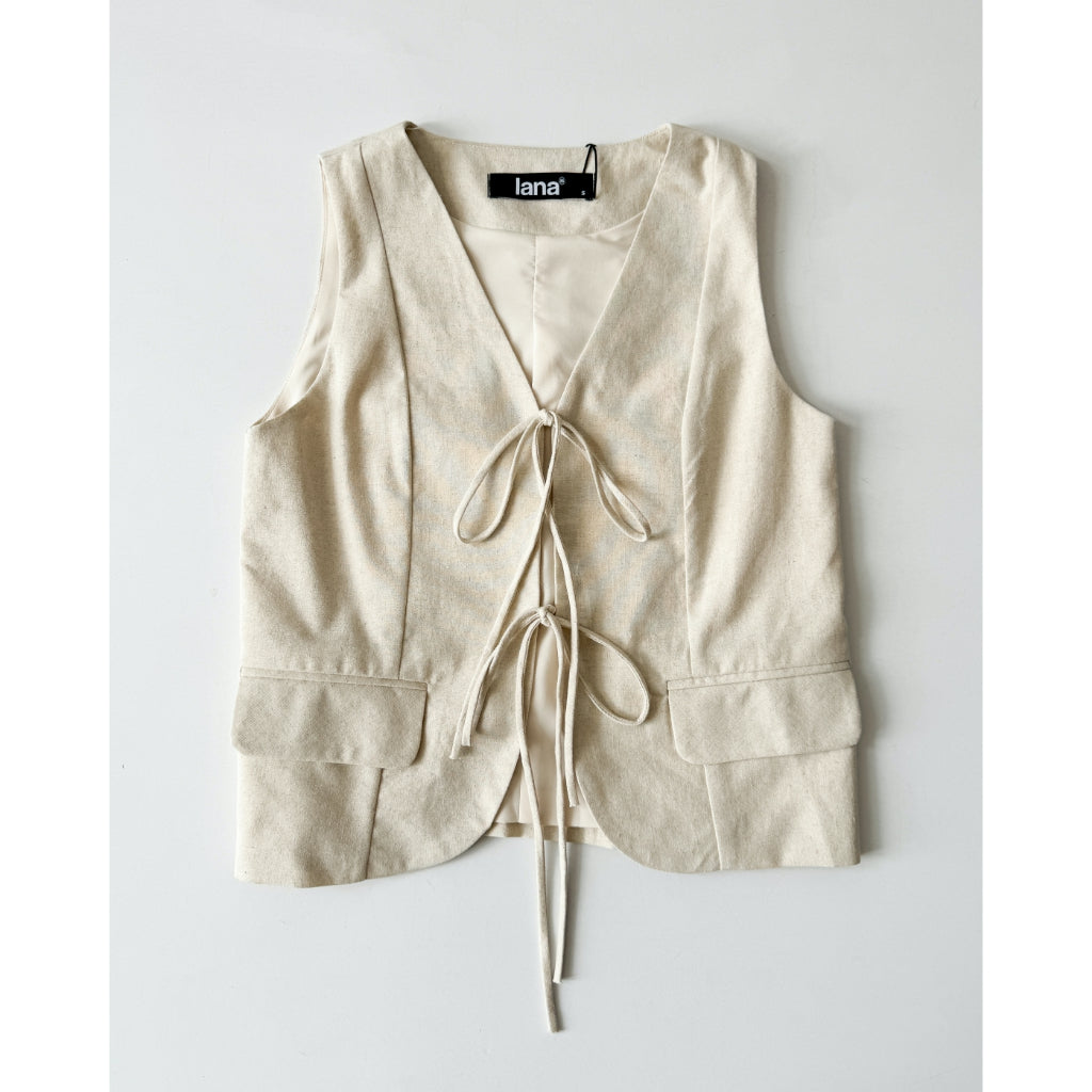 Linen Gile Waistcoat with Amalfi Bow | 4260 | Lana Official