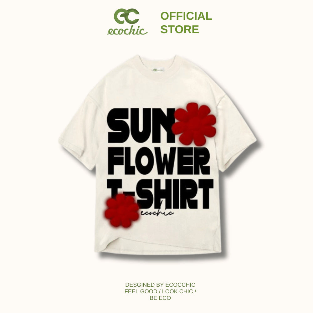 ECOCHIC SUNFLOWER TEE ESSENTIALS Local Brand Genuine Unisex Loose Form Oversize Premium Cotton 100% B035 